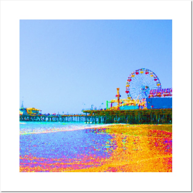 Funky Pixels Santa Monica Pier in Los Angeles Wall Art by Christine aka stine1